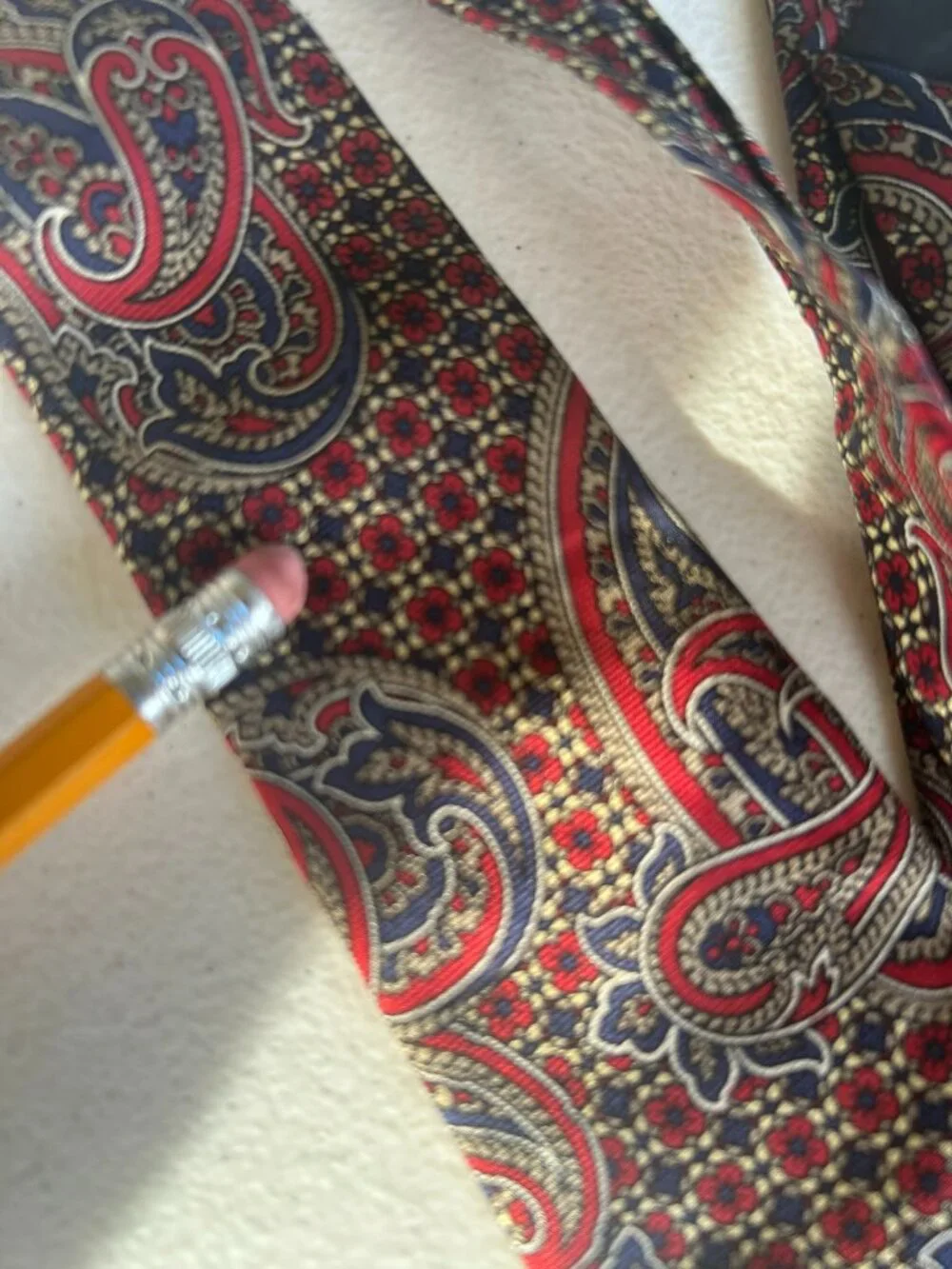 Vintage Countess Mara All Silk Paisley Necktie Red Navy Gold Classic Made in USA
